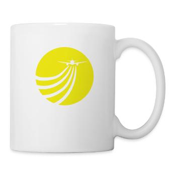 Flugzeug fliegt in die Sonne Fliegen Streifen Rund - Tasse - Weiß - Rechts