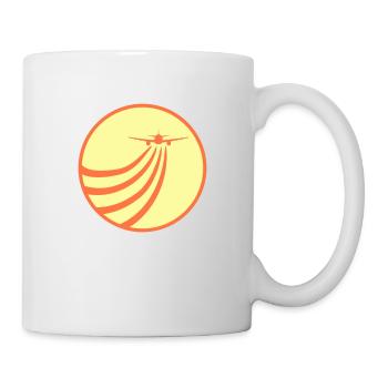 Flugzeug fliegt in die Sonne Fliegen Streifen Rund - Tasse - Weiß - Rechts