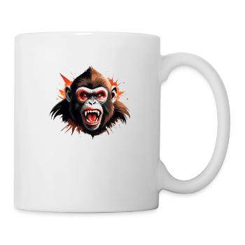 Wilder Affe Schimpanse in lebendiger Illustration - Tasse - Weiß - Rechts