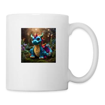 Cute colorful magic dragon in fantasy world - Mug - white - Right