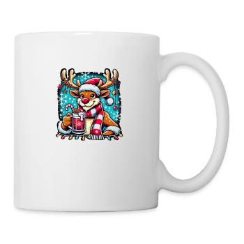 Glühwein Rentier Weihnachten Wichtelgeschenk - Tasse - Weiß - Rechts