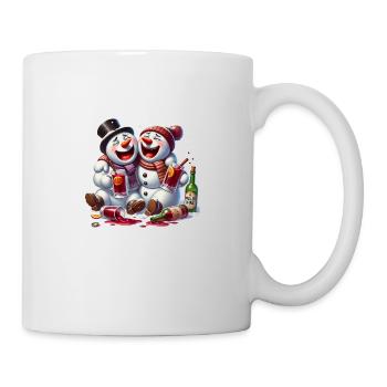 Two drunk snowmen on mulled wine winter - Mug - white - Right
