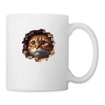 Katze im Loch 2 - Tasse - Weiß - Rechts