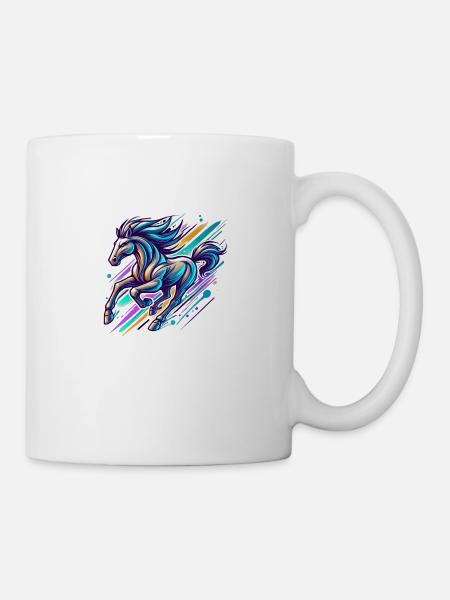 rennendes Pferd Reiten - Tasse - Weiß