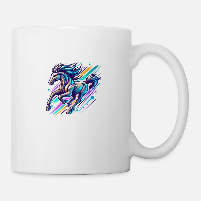 rennendes Pferd Reiten - Tasse - Weiß