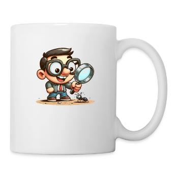 A little explorer with a magnifying glass - Mug - white - Right