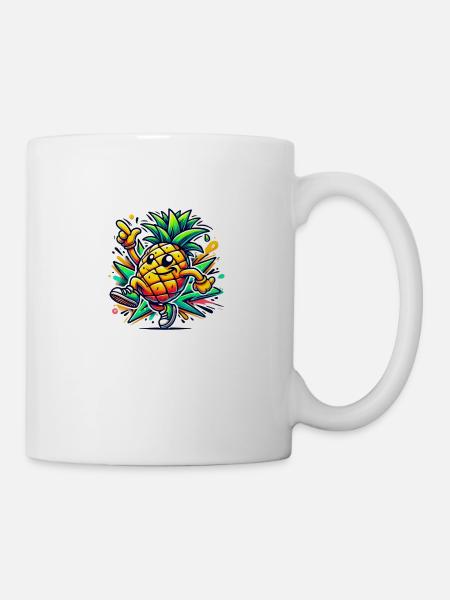 fröhliche Ananas - Tasse - Weiß