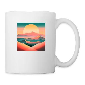 Sunrise over a stylized mountain landscape - Mug - white - Right
