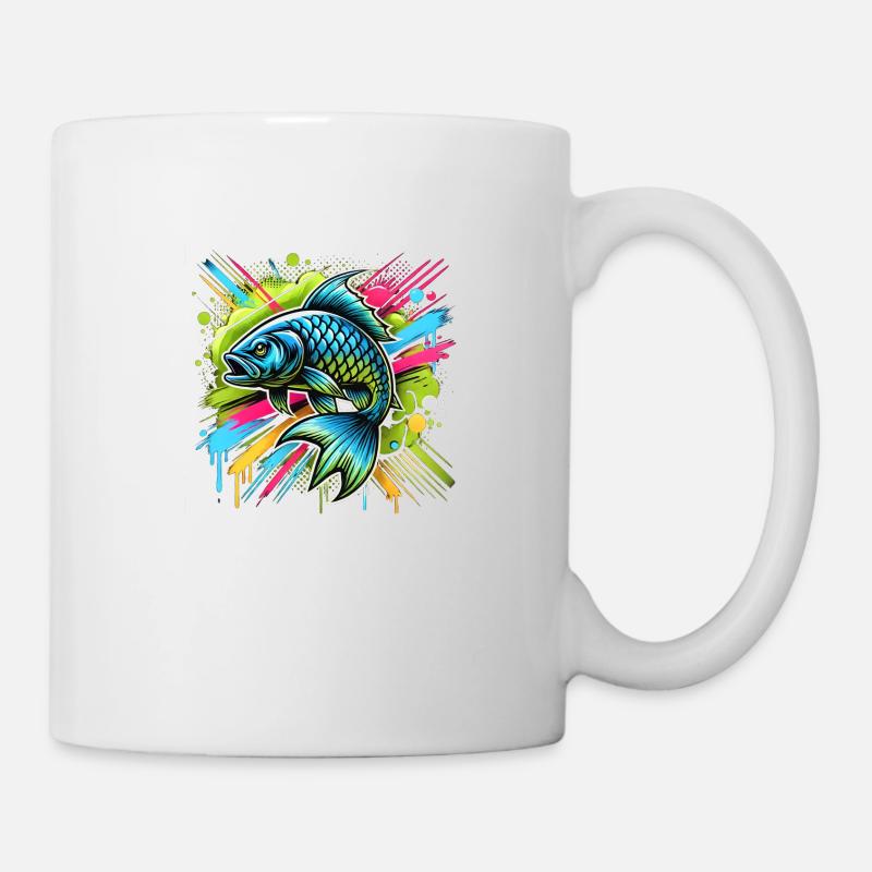 Fisch Angler - Tasse - Weiß