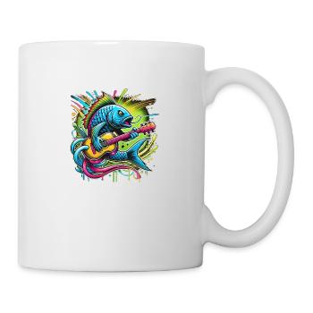 Singender Fisch mit Gitarre - Tasse - Weiß - Rechts
