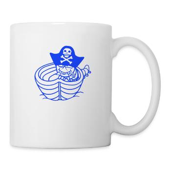 ver chenille pirate mignon pagayer boucanier bateau à rames - Mug blanc - blanc - Droite