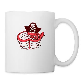 ver chenille pirate mignon pagayer boucanier bateau à rames - Mug blanc - blanc - Droite