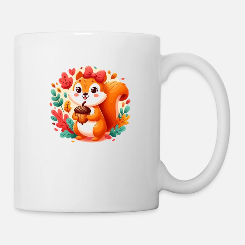 Écureuil mignon avec gland - Mug blanc - blanc