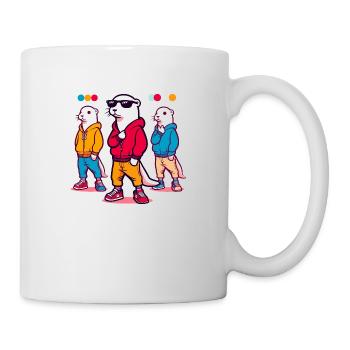 Colorful otter characters in hoodies - Mug - white - Right