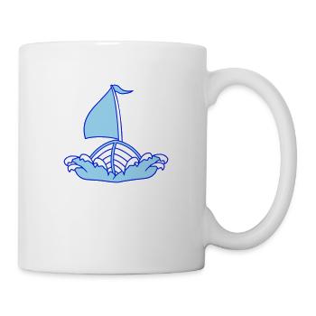 Schnelles Segelboot Wellen Segeln Cartoon Comic - Tasse - Weiß - Rechts