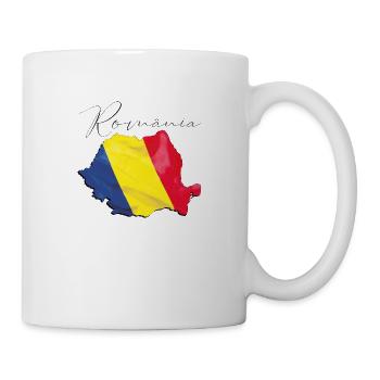 Drapeau de la Roumanie sur la carte de la Roumanie RO - Mug blanc - blanc - Droite