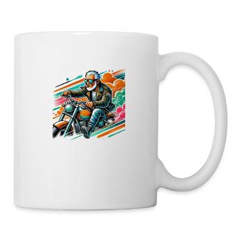 Cooler Opa auf Motorrad - Tasse - Weiß - Rechts