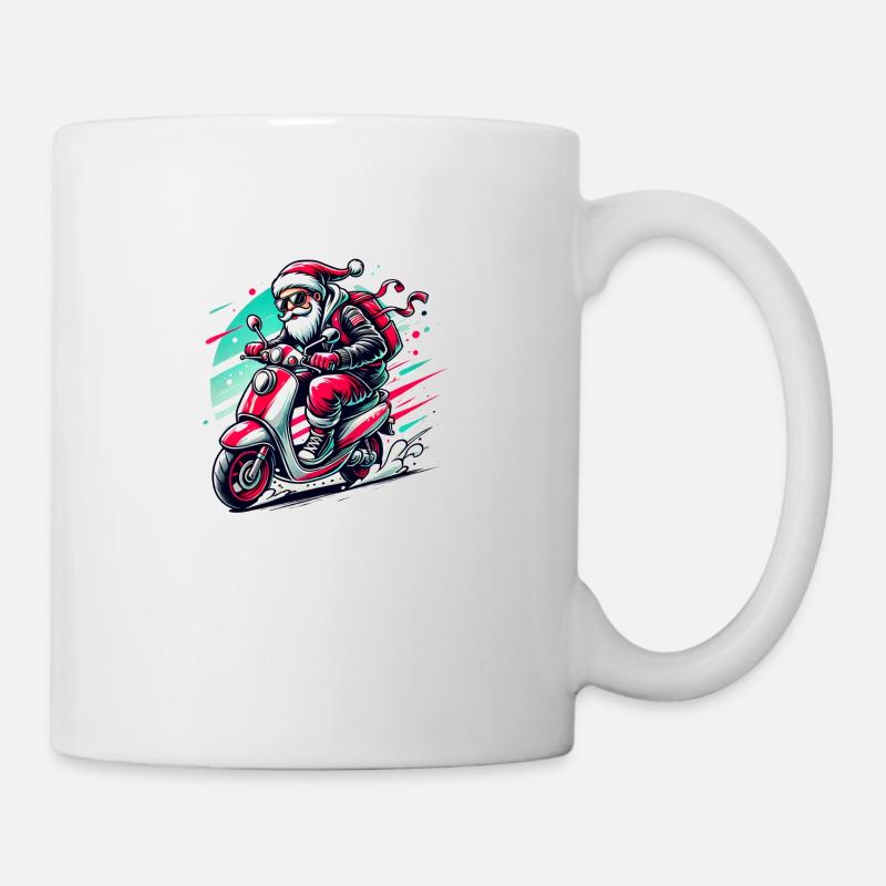 Père Noël cool en scooter - Mug blanc - blanc