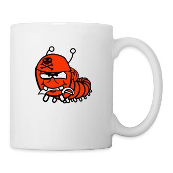 Raupe Böse Piraten Matrose Mütze Lustig Süß Comic - Tasse - Weiß - Rechts