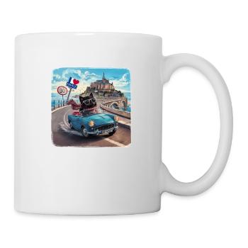Cat on tour - I love France - Mont-Saint-Michel - Mug - white - Right