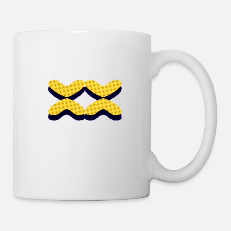 Vier Musterformen in Gelb mit Schwarzem Hintergrun - Tasse - Weiß