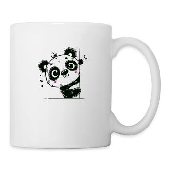 Süßer Panda schaut um die Ecke - Tasse - Weiß - Rechts