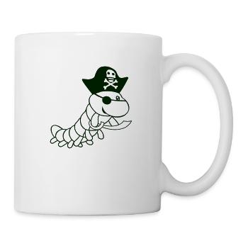 Raupe Säbel Piraten Kapitän Mütze Lustig Süß Comic - Tasse - Weiß - Rechts