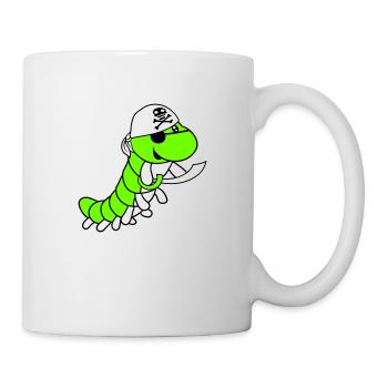 Raupe Böse Piraten Matrose Mütze Lustig Süß Comic - Tasse - Weiß - Rechts