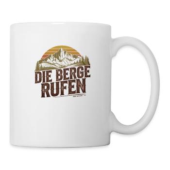 DIE BERGE RUFEN - Rustikales Schild Design - Tasse - Weiß - Rechts