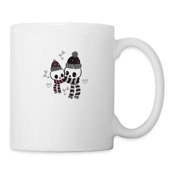 Two cute and cold skeletons cuddling - Mug - white - Right