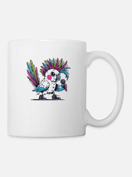 Cacatoès punk avec mohawk - Mug blanc - blanc