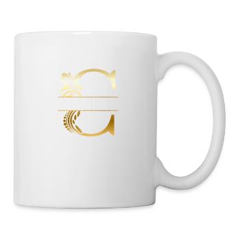 Personalized Letter c Gold Floral - Gift Idea - Mug - white - Right
