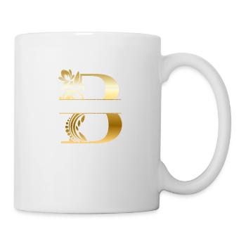 Personalisierter goldener Blumenbuchstabe b - Geschenkidee - Tasse - Weiß - Rechts