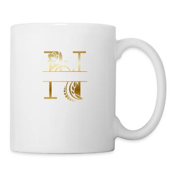 Personalized Letter n Gold Floral - Gift Idea - Mug - white - Right