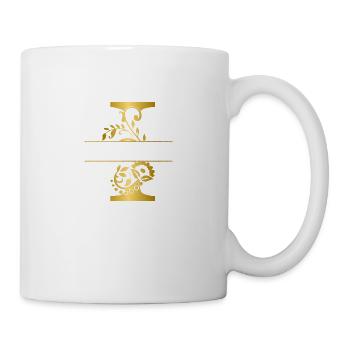 Personalisierter vergoldeter Blumenbuchstabe i - Geschenkidee - Tasse - Weiß - Rechts