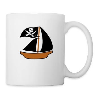 Gemaltes Piratenschiff Kinder Motiv Zeichnung Cool - Tasse - Weiß - Rechts