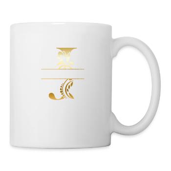 Personalisierter goldener Blumenbuchstabe j - Geschenkidee - Tasse - Weiß - Rechts