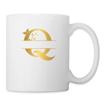 Personalisierter goldener Blumenbuchstabe q - Geschenkidee - Tasse - Weiß - Rechts