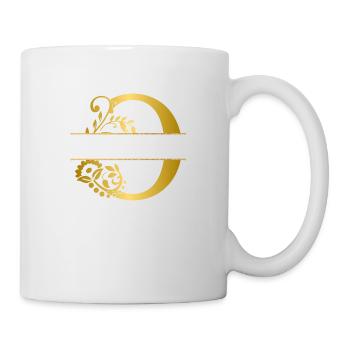 Personalized Letter o Gold Floral - Gift Idea - Mug - white - Right
