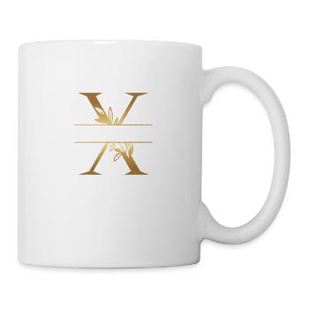 Personalisierter goldener Blumenbuchstabe x - Geschenkidee - Tasse - Weiß - Rechts