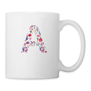 Personalisierter Blumenbrief A - Geschenkidee - Tasse - Weiß - Rechts