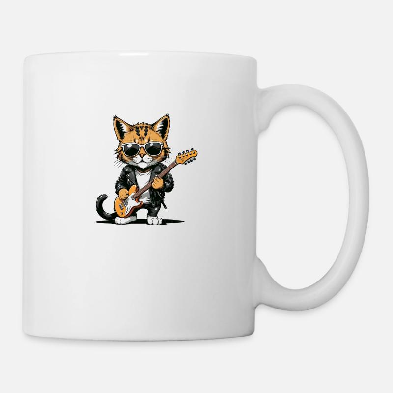 Cat Rocker Cat HardRock Gift - Mug - white