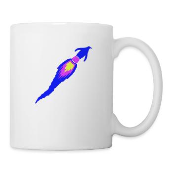Lustiger Pinguin Rakete Feuer Spaß Flug Fliegen - Tasse - Weiß - Rechts
