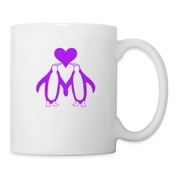 Zwei Pinguine Paar Pärchen Liebe 2 Verliebte Herz - Tasse - Weiß - Rechts