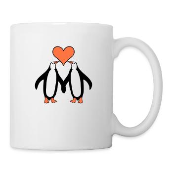 Zwei Pinguine Paar Pärchen Liebe 2 Verliebte Herz - Tasse - Weiß - Rechts