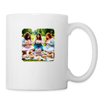 Kuchen & Gesellschaft Satire - Tasse - Weiß - Rechts