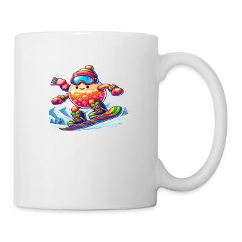 "Sprudelnder Snowboarder" - Tasse - Weiß - Rechts