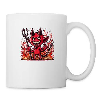 Cartoon Devil in Flames - Mug - white - Right