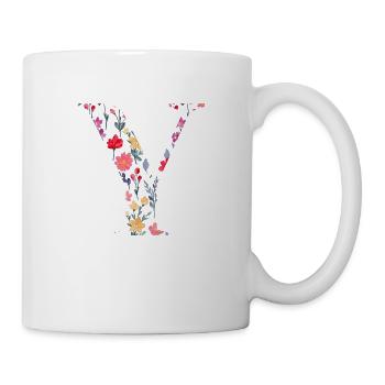 Personalized floral letter y - gift idea - Mug - white - Right