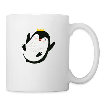 fröhlicher Pinguin mit einer goldenen Krone - Tasse - Weiß - Rechts
